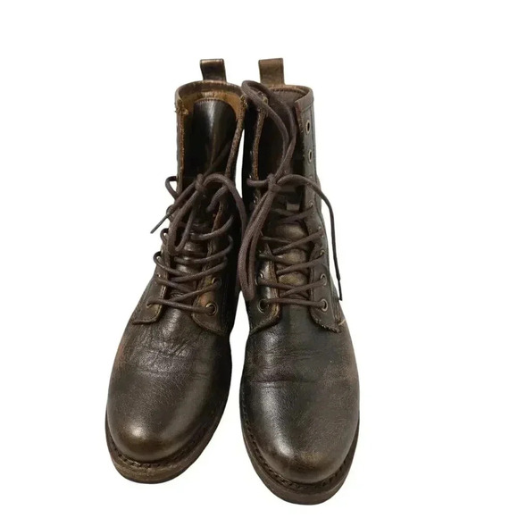 Frye Veronica Combat Womens Brown Leather Lace Up Casual Dress Boots Size 5.5 - Picture 3 of 6